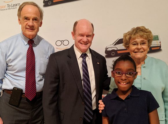 Delaware Senators Tom Carper and Chris Coons joined in the celebration at Stubbs Elementary School in Wilmington.