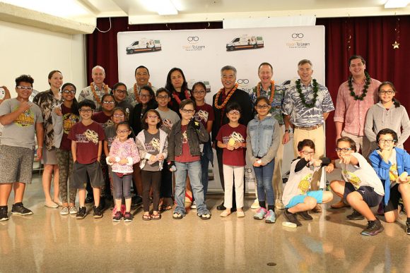 Students receiving new glasses throughout windward Oahu