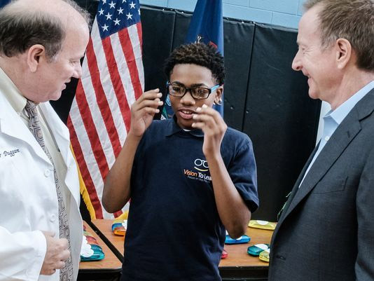 Detroit Student with new glasses