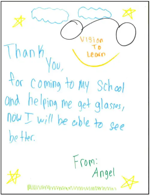 Letter of thanks, drawing by Angel