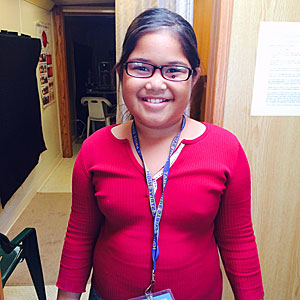 Hawaiian school girl in new glasses