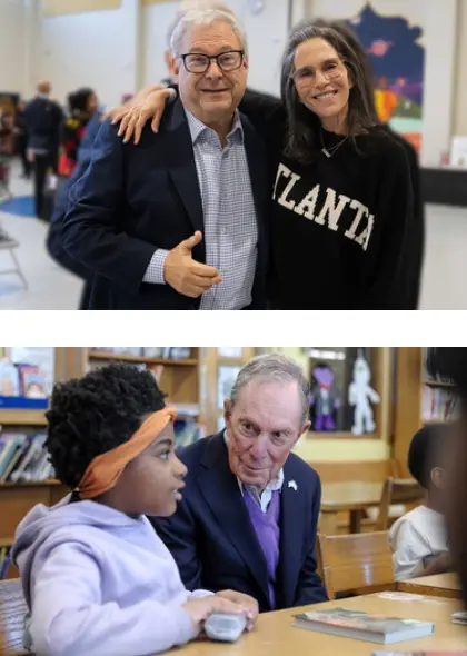 Donors with children receiving glasses